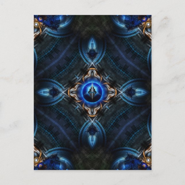 Kaleidoscope Golden Blue Postcard (Front)