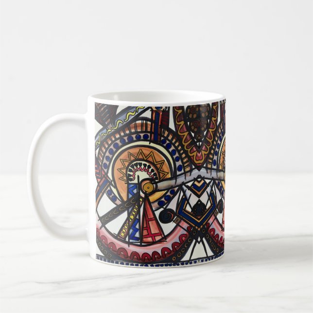 Kaleidoscope-Hand Painted Modern Geometric  Coffee Mug (Left)