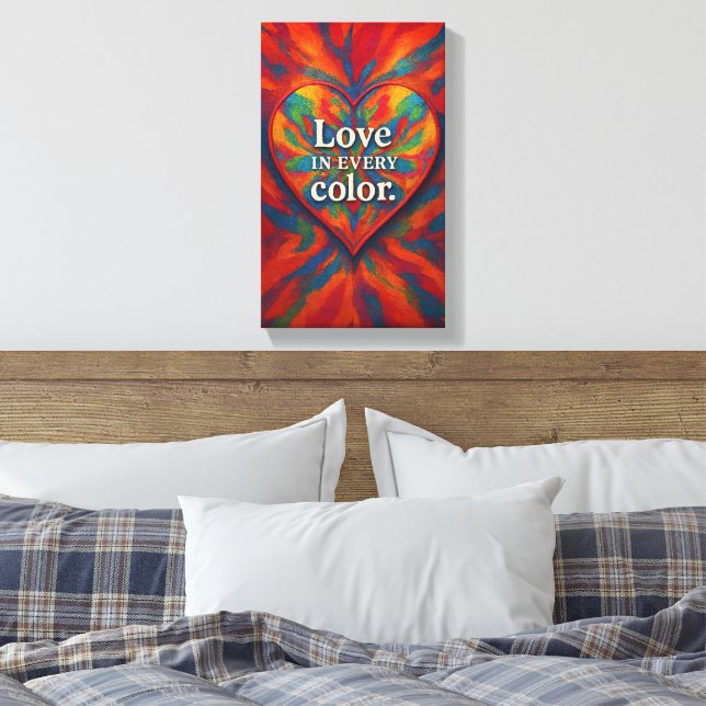  Kaleidoscope Heart Canvas | Rainbow Abstract Love (Insitu(Bedroom))