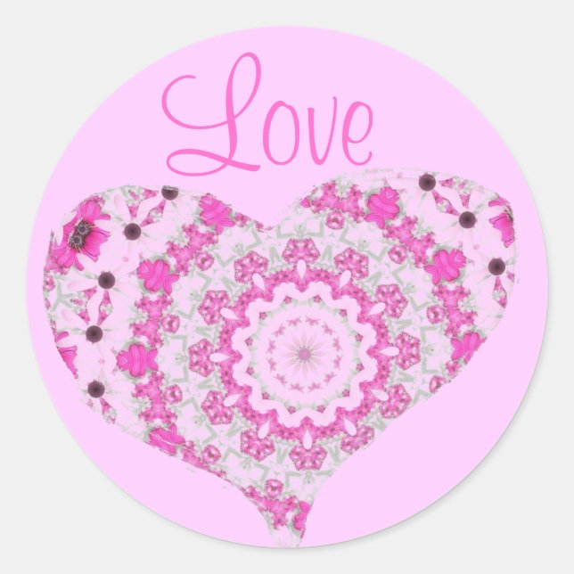 Kaleidoscope Heart Classic Round Sticker (Front)