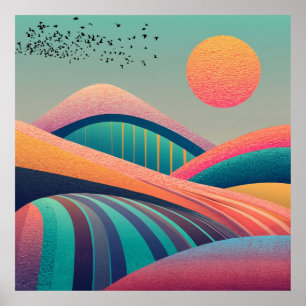 Kaleidoscope Hills Landscape Poster