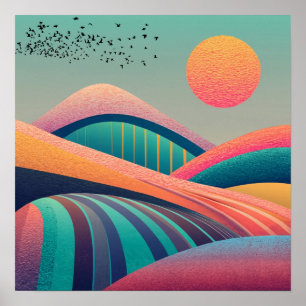 Kaleidoscope Hills Landscape Poster