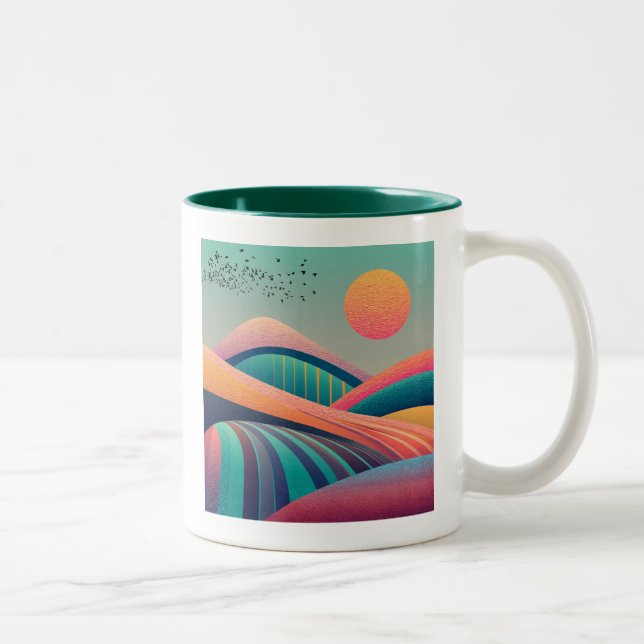 Kaleidoscope Hills Landscape Two-Tone Coffee Mug (Right)
