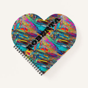 Kaleidoscope/hippy colourful editable name notebook