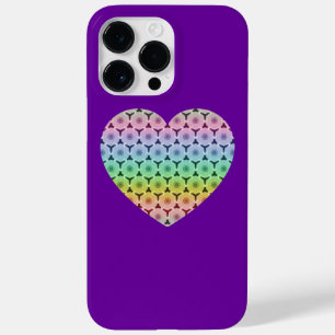 Kaleidoscope honeycomb rainbow heart on purple Case-Mate iPhone 14 pro max case