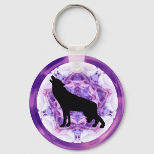 Kaleidoscope Howling Wolf Key Ring