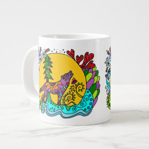 Kaleidoscope Howling Wolf - White MUG