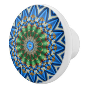 Kaleidoscope in Blue Ceramic Knob