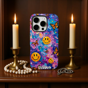 Kaleidoscope Joy: Butterfly Smile Galaxy iPhone 16 Pro Case