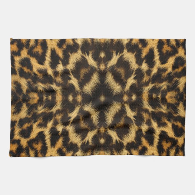 Kaleidoscope Leopard Fur Pattern Tea Towel (Horizontal)