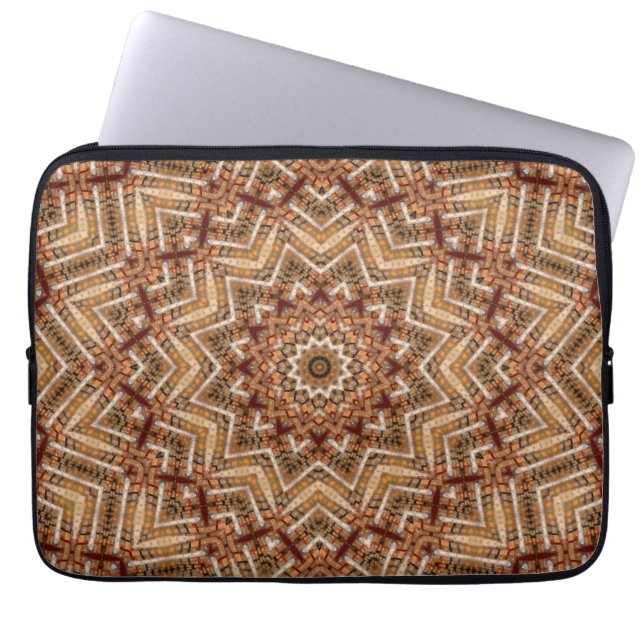 Kaleidoscope Light Brown Star Laptop Sleeve (Front)