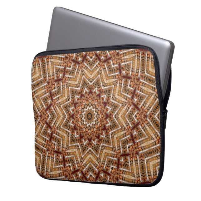 Kaleidoscope Light Brown Star Laptop Sleeve (Front Left)