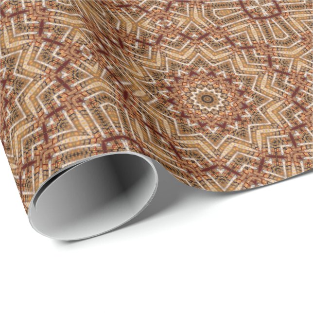 Kaleidoscope Light Brown Star Wrapping Paper (Roll Corner)