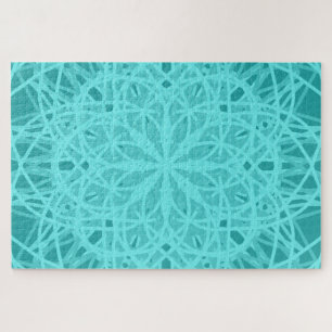 Kaleidoscope Mandala Art Energy Flower Turquoise Jigsaw Puzzle