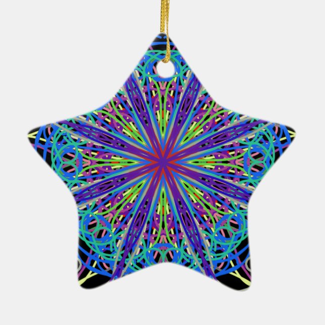 Kaleidoscope Mandala Art Joyful Colours Ceramic Tree Decoration (Back)