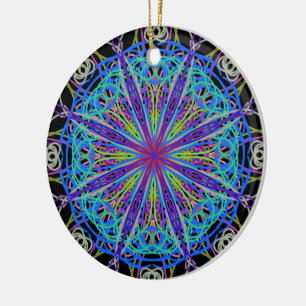 Kaleidoscope Mandala Art Joyful Colours Ceramic Tree Decoration