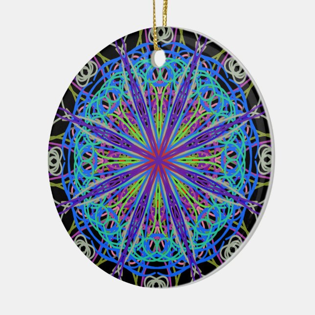 Kaleidoscope Mandala Art Joyful Colours Ceramic Tree Decoration (Left)