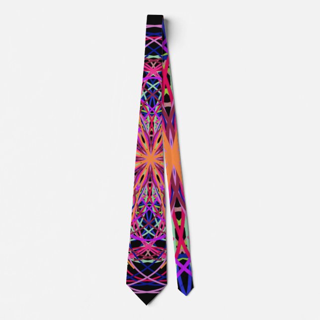 Kaleidoscope Mandala Art Joyful Colours Tie (Front)