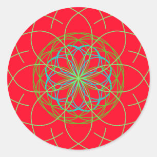 Kaleidoscope Mandala Art Red Green Energy Ball Classic Round Sticker
