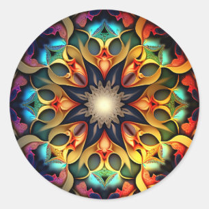 Kaleidoscope Mandala Flower Design-23091 Classic Round Sticker