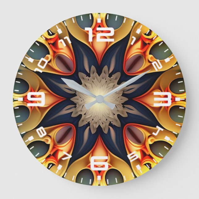 Kaleidoscope Mandala Flower Design-23091 Large Clock (Front)