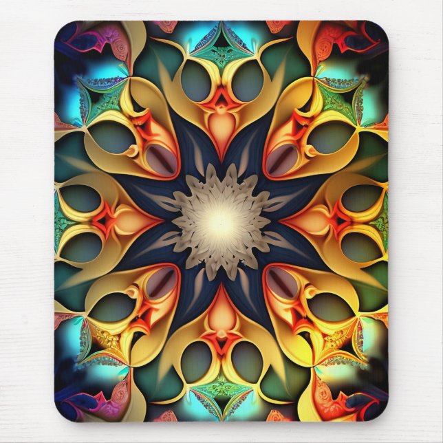 Kaleidoscope Mandala Flower Design-23091 Mouse Mat (Front)
