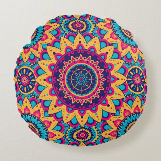 Kaleidoscope Mandala Symphony Round Pillow