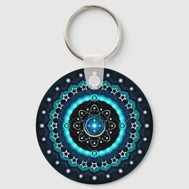 Kaleidoscope Mandala with Black Background  Key Ring (Front)