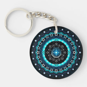 Kaleidoscope Mandala with Black Background Key Ring
