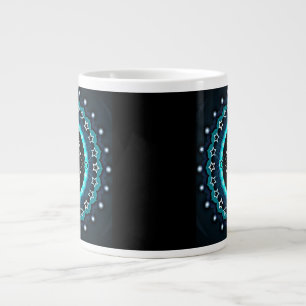 Kaleidoscope Mandala with Black Background Large Coffee Mug
