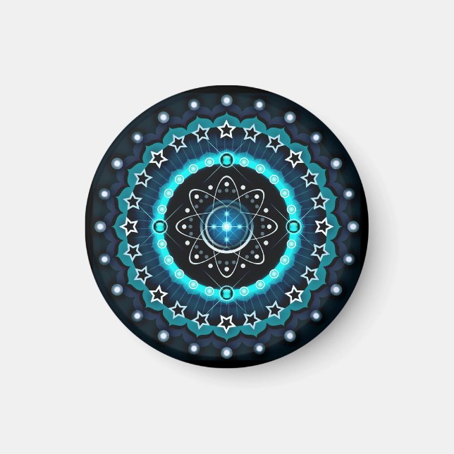 Kaleidoscope Mandala with Black Background  Magnet (Front)