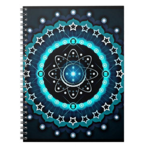 Kaleidoscope Mandala with Black Background  Notebook
