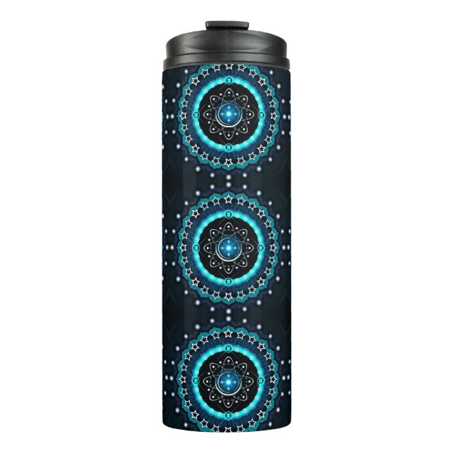 Kaleidoscope Mandala with Black Background  Thermal Tumbler (Front)