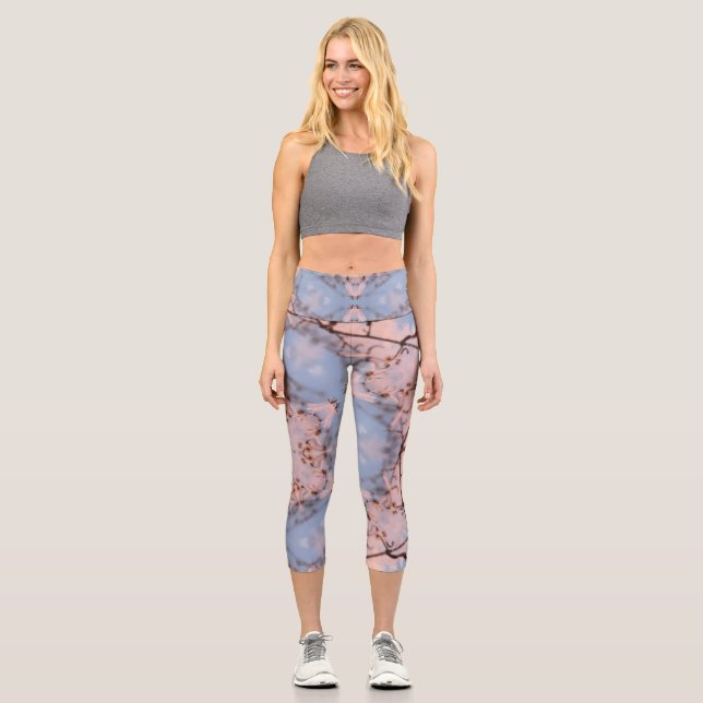 Kaleidoscope Morning Blue & Frost Pink Capri Leggings (Front)