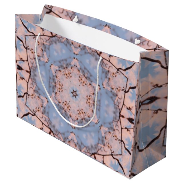 Kaleidoscope Morning Blue & Frost Pink Large Gift Bag (Back Angled)