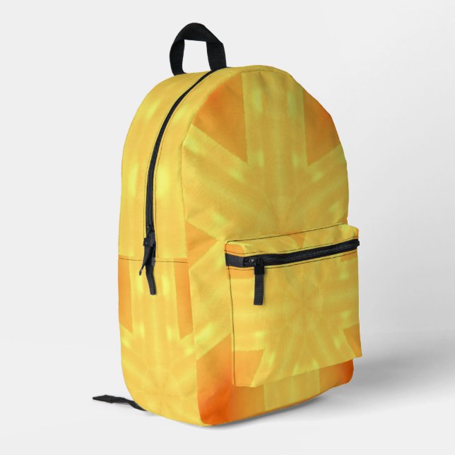 Kaleidoscope of a Bright Sunrise and Lines Printed Backpack (Back Corner Left)