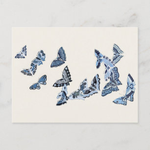 Kaleidoscope of Blue Japanese Butterflies  Postcard