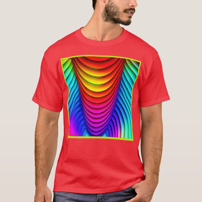 Kaleidoscope of Colours 3D Pattern T-Shirt (Front)