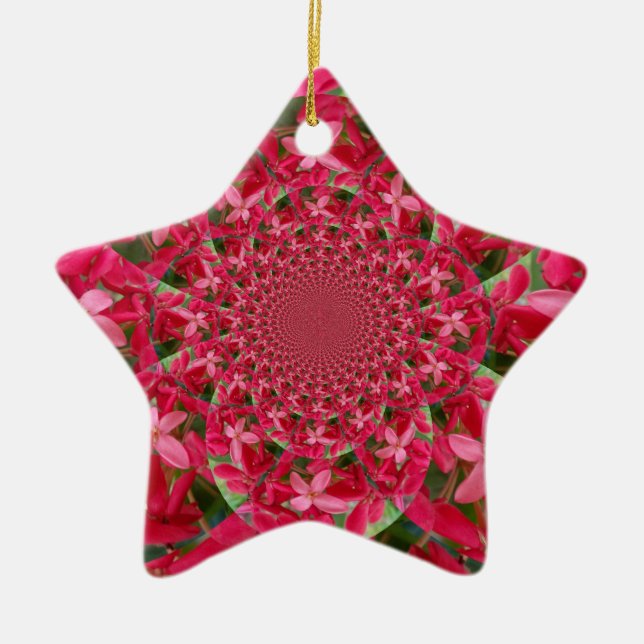 Kaleidoscope of Crimson: Blood Milkweed Flower Art Ceramic Tree Decoration (Front)