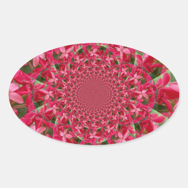Kaleidoscope of Crimson: Blood Milkweed Flower Art Oval Sticker (Front)