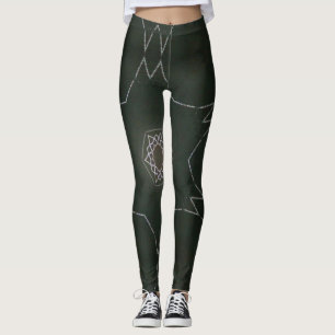 Kaleidoscope of Dew Star Black Background Leggings