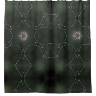 Kaleidoscope of Dew Star Black Background Shower Curtain
