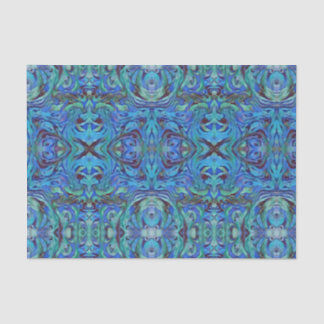 Kaleidoscope Pattern in Cool Blues Teal and Green Tissue Paper