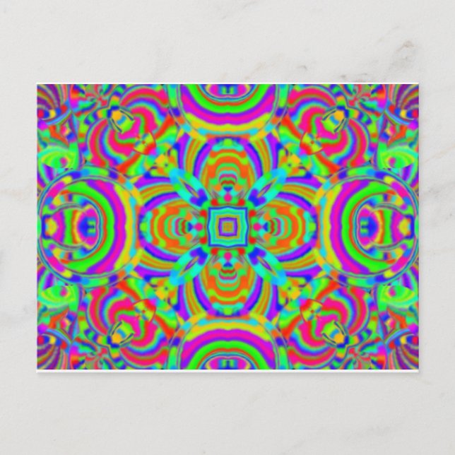 Kaleidoscope pattern neon graphic 1 postcard (Front)