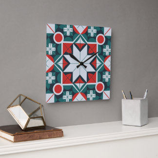 Kaleidoscope patterned square wall clock