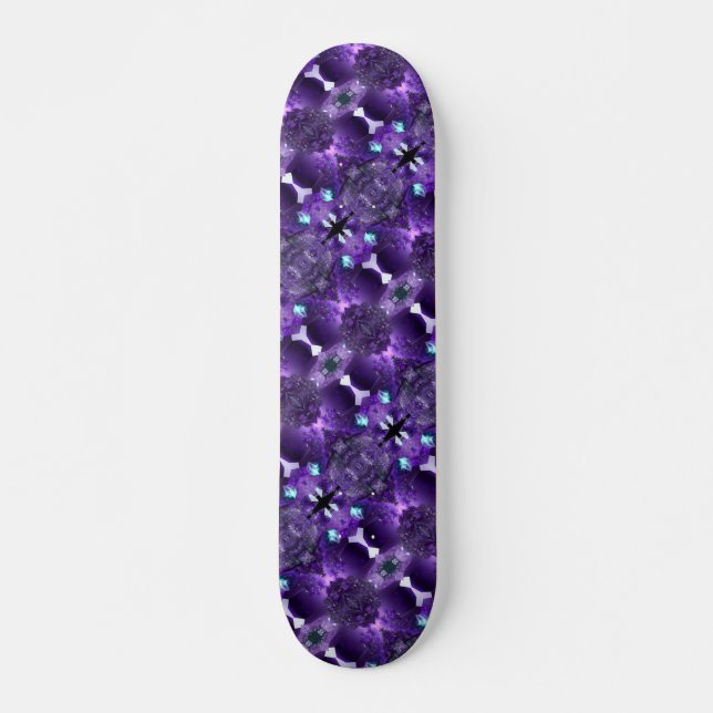 Kaleidoscope Purple Abstract Fractal Psychedelic Skateboard (Front)