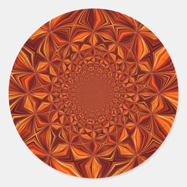 Kaleidoscope Red Digital Art Pattern-67546 Classic Round Sticker (Front)