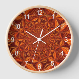 Kaleidoscope Red Digital Art Pattern-67546 Clock