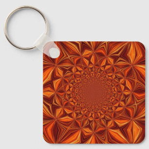 Kaleidoscope Red Digital Art Pattern-67546 Key Ring