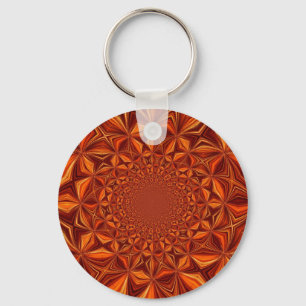 Kaleidoscope Red Digital Art Pattern-67546 Key Ring